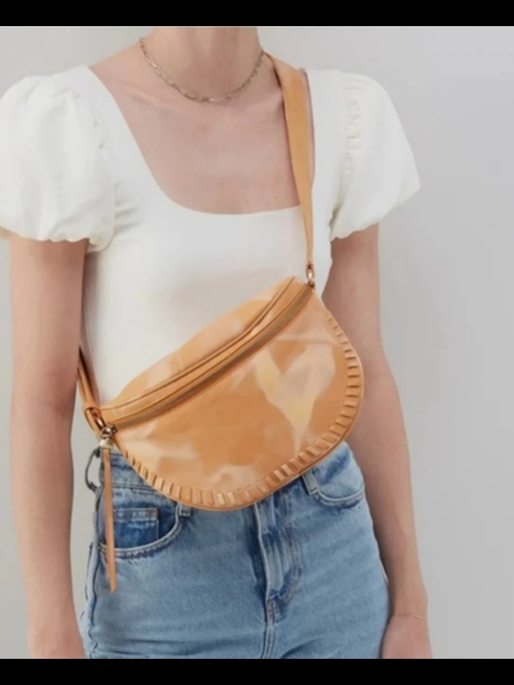HOBO Juno Belt Bag Crossbody Bag In Saffron Whipstitch Leather